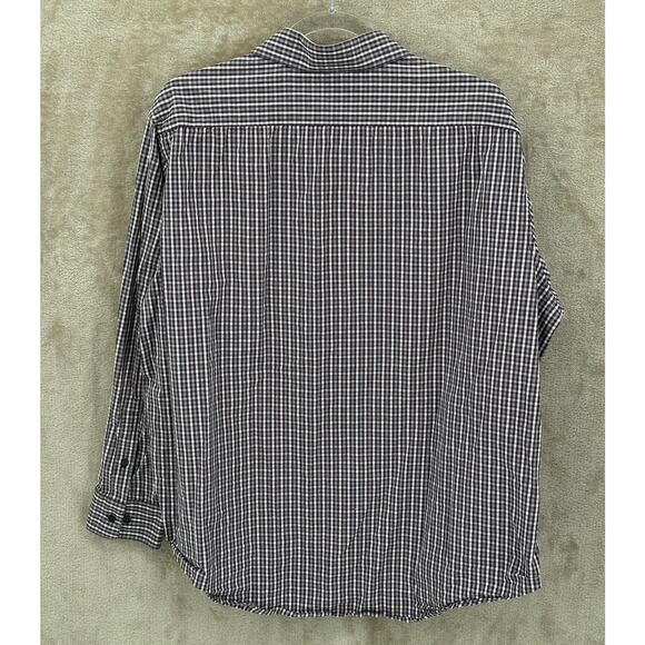 DKNY Shirt Mens 18 Slim Fit Gray Burgundy Check Plaid Button Up 100% Cotton Work - Picture 2 of 9